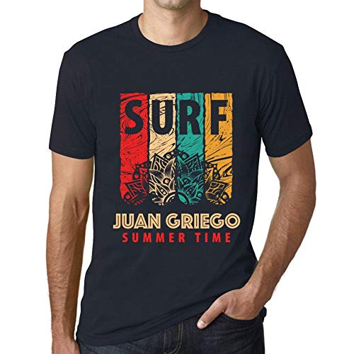 Hombre Camiseta Verano De Surf En Juan Griego – Summer Time Surf In Juan Griego – T-Shirt Vintage Manga Corta Regalo Original Cumpleaños Azul Marino S