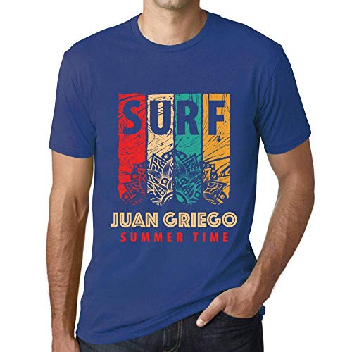 Hombre Camiseta Verano De Surf En Juan Griego – Summer Time Surf In Juan Griego – T-Shirt Vintage Manga Corta Regalo Original Cumpleaños Azul Royal XS