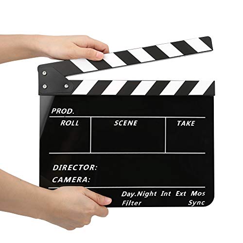 Hopcd Claqueta de película acrílica, claqueta de Cine de 30x25 cm, claqueta de Cine, Accesorio de fotografía de Cine y televisión(Blanco + Negro)