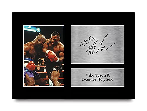 HWC Trading A4 Evander Holyfield & Mike Tyson Boxing Regalos Impresos Con Autógrafos Firmados Para Los Fanáticos De Los Recuerdos Del Boxeador
