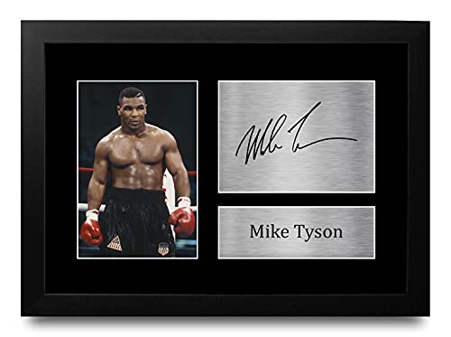 HWC Trading Mike Tyson A4 Enmarcado Regalo De Visualización De Fotos De Impresión De Imagen Impresa Autógrafo Firmado Por Los Fanáticos Del Boxeo