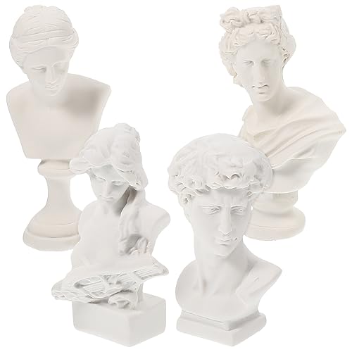 ibasenice 4 piezas esculturas griegas miniaturas decoración del hogar decoración griega estatua romana figura mitología griega estatuas griegas antiguas esculturas de cabeza de David griego