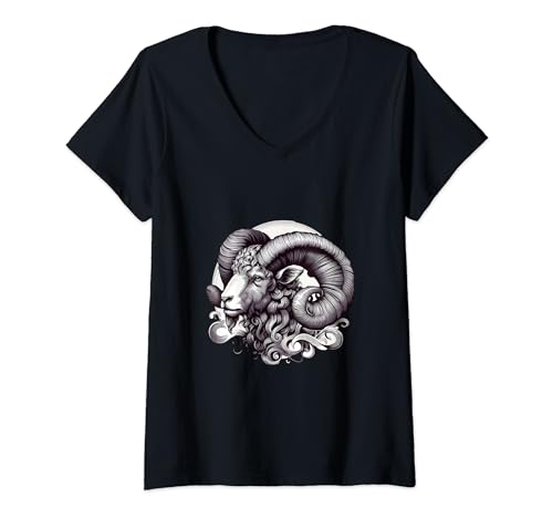Ilustración del signo del zodiaco Aries Camiseta Cuello V