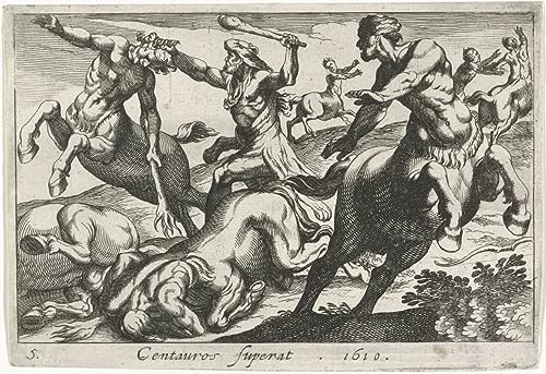 Imagen Impresa Arte Impresiones En Lienzo Pinturas famosas Hércules en combate con los centauros de Simon Frisius para decoraciones del hogar 60x90cm
