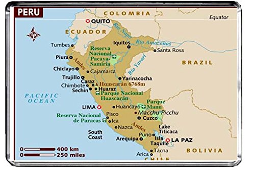 Imán para nevera con mapa de Perú