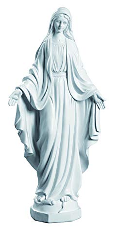 impexit Reproducción Estatua Virgen Milagrosa Capilla Nuestra Señora de la Medalla Milagrosa (Blanco, 24 cm)