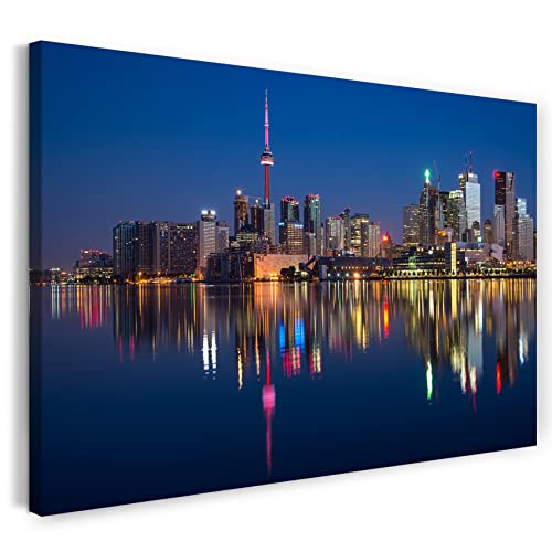 Impresión sobre lienzo (80x60cm): Toronto por la noche Por Ciudad Ciudad Paisaj