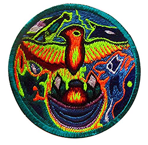 imzauber Bosque huichol pájaro parche (meskalin peyote Cactus Indigenes Diseño, 8 cm Diámetro) psychedelisch