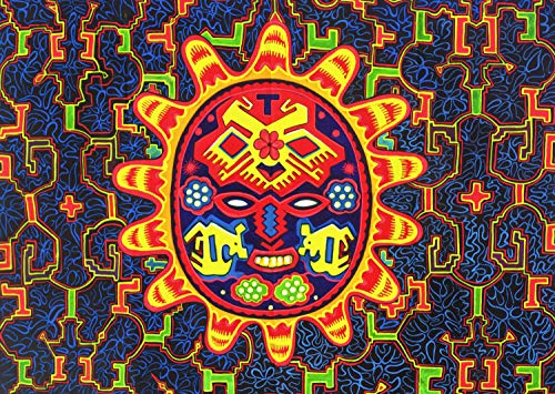 ImZauberwald Huichol Sunface - Pintura UV (60 x 90 cm), diseño tribal