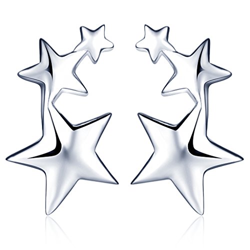 Infinito U - Pendientes Estrellas Pequeñas de Plata de Ley 925 para Mujer y Niña