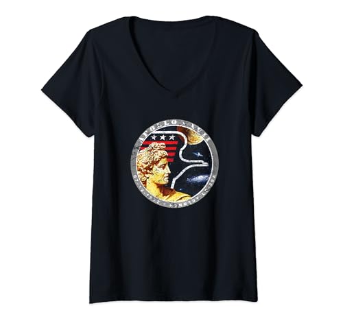 Insignia de la misión Apolo 17 de la NASA envejecida Camiseta Cuello V