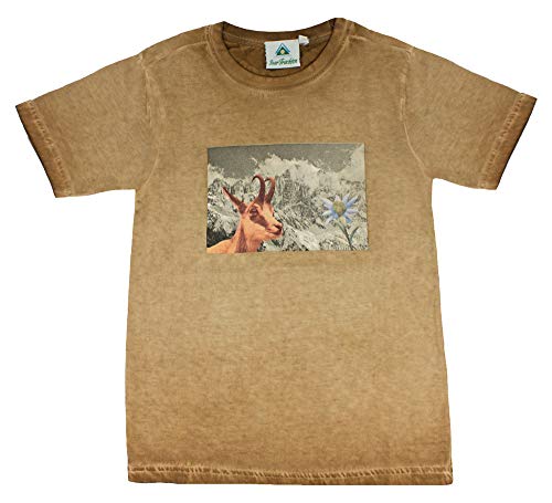 Isar-Trachten Camiseta con diseño de Jan con los juegos y las edelweiss – Marrón – Camiseta para traje regional para Oktoberfest Kirchweih marrón 92 cm