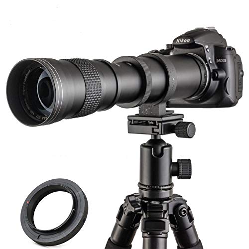 JINTU 420-800mm F/8.3 Cámara Lente MF Telefotográfico de Montaje en T Compatible con Canon 4000D 2000D 1100D 1200D 1300D 200D 800D 650D 750D 550D 80D 90D 60D 5D III IV 6D