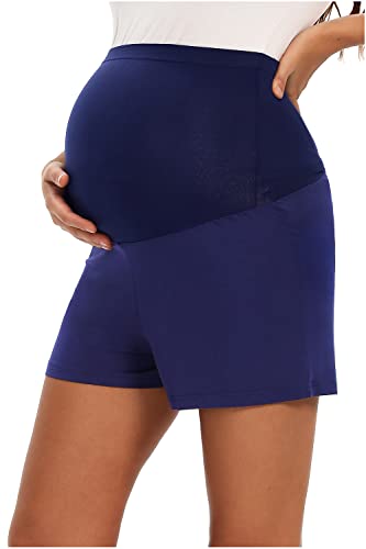 JMITHA Leggins Premamá Cortos Embarazo Algodón Super Cómodas Polainas de Maternidad Ropa Deporte Embarazo Pantalones Mujer Delgada (M, Azul/Cintura Alta)
