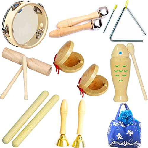 Johgee 17 Pcs Juguetes Instrumentos Musicales, Percusión de Madera Para Niños y Niñas, Promueve el Desarrollo Temprano y el Aprendizaje Educativo