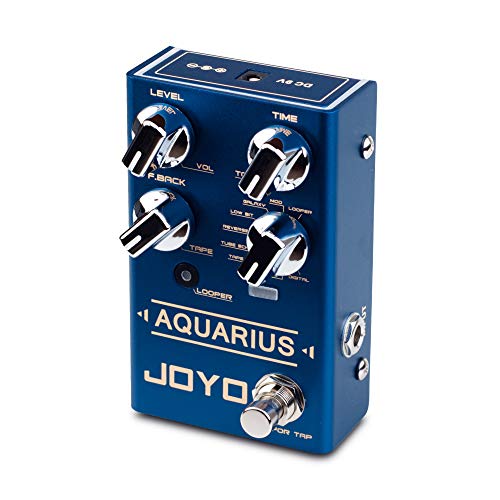 JOYO Aquarius Pedal de efecto retardo digital multimodo 8 efectos de retardo digital con Looper (5 minutos de tiempo de grabación) para guitarra eléctrica (R07)