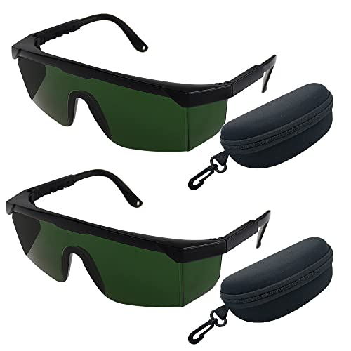 JTgugu 2 Piezas Gafas de Protección Láser 190nm-540nm Gafa para Laser Verde Ajustable para Alineación de Nivel Láser Verde - Estuche para gafas incluido