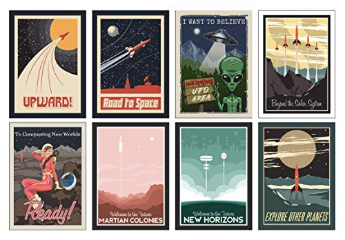 Juego de 8 carteles espaciales A4 – Gran regalo para astronautas
