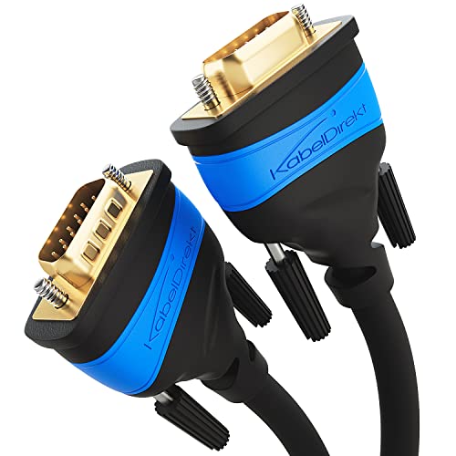 KabelDirekt – Cable VGA (15 pines, Full HD/1080p) 0,5m / 1.5ft compatible con 3D, enchufe VGA a enchufe VGA, conecta PC con monitores/pantallas CRT/televisores, contactos chapados en oro, negro