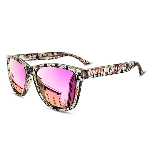 KANASTAL Fucsia Gafas de Sol Espejo Rosas Mujer y Hombre Polarizadas Clásicas Vintage Protección UV400 Conducir Sunglasses Pink - Estampadas Montura Lentes Fucsia