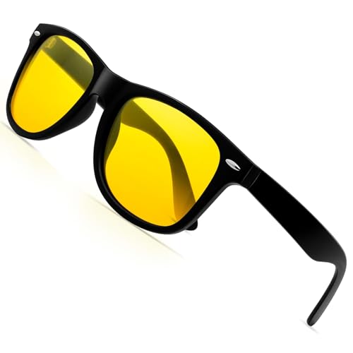 KANASTAL Gafas Conducción Nocturna Amarillas Hombre y Mujer Polarizadas Gafas Vision Nocturna Cuadradas Antirreflejos Night Driving Glasses Yellow - Cristal Amarillo Lentes