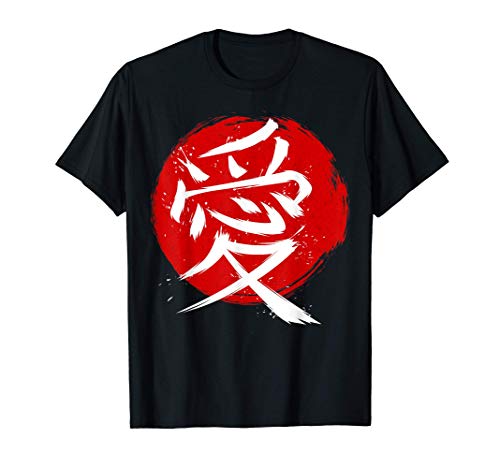 Kanji Amor bajo el sol rojo, estilo japonés Camiseta