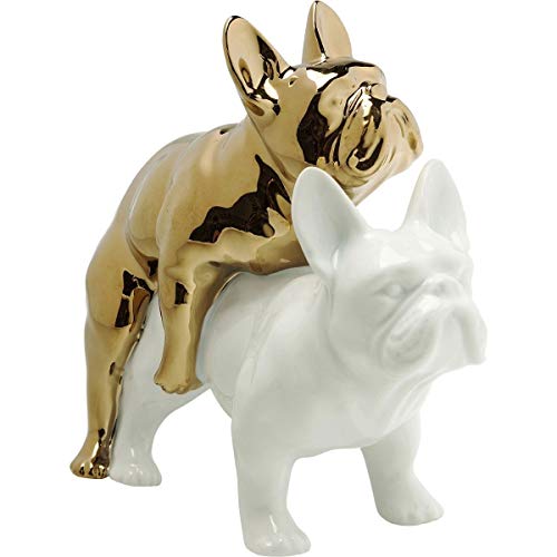 Kare Design Deko Figura Decorativa, Love Dogs, Cerámica y Porcelana, Oro, 17.2x19.5x10.8cm
