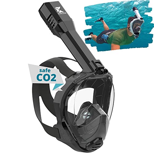 Khroom Máscara Snorkel Adulto Seaview Pro | Nuestra MEJOR máscara de buceo | Máscara facial completa segura de CO2 para snorkeling | Conocido de YouTube | Mascarilla facial completa también para niños