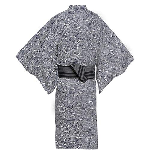 Kimono japonés para Hombre Yukata Kimono japonés Inicio Pijama Bata Talla L-C10