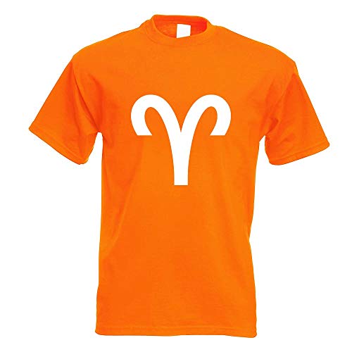 Kiwistar - Camiseta con signo de estrella de Aries en 15 hombres Funshirt Diseño impreso Fun Motive Top Algodón S M L XL XXL, naranja, XL
