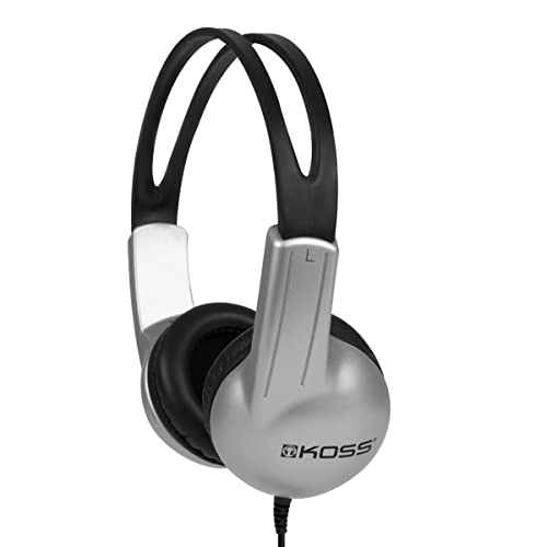 Koss UR10 Auriculares con Cable, Cascos de Diadema Cerrados, Headphones On Ear Ajustables, para Música Calidad de Graves, Jack de 3,5 mm, Negro/Gris