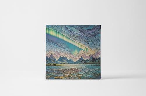 KREATIONS Fantástico corazón de la aurora boreal de Walter Crane inspirado en lienzo impresión de lienzo 20 x 20 cm