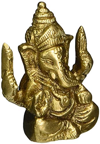 KRISHA KRAFTS Estatua Ganesha Escultura Arte Hindú Decoración Tablero Espiritual; Latón; 2.25 Pulgadas