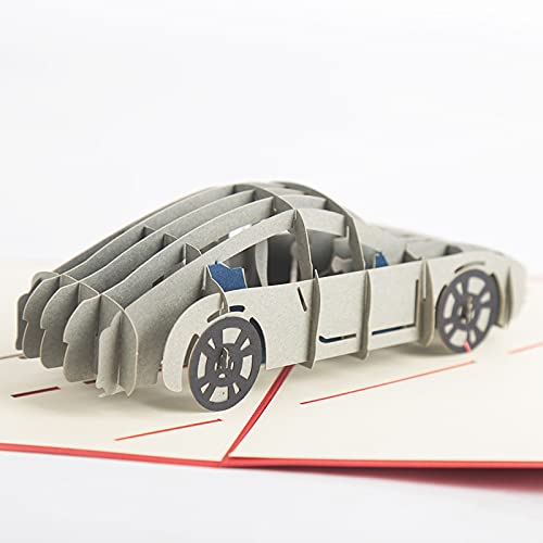 KUNSTIFY Tarjeta de felicitación 3D desplegable para novias, hombres, mujeres, padres, madres, abuelas, bodas, cumpleaños (coche)