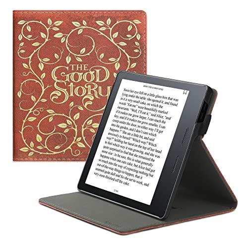 kwmobile Carcasa Compatible con Amazon Kindle Oasis 10. Generation Funda - Funda con Stand y Cinta de Mano de Cuero sintético - Érase una Vez