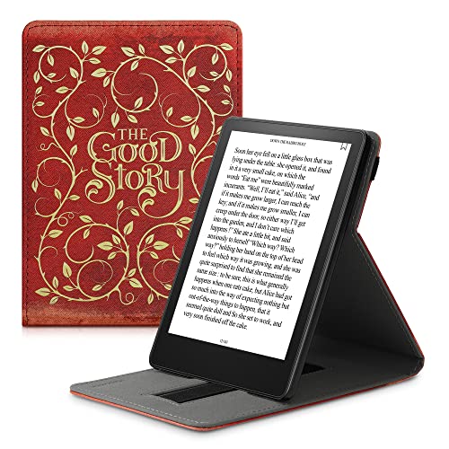 kwmobile Carcasa Compatible con Amazon Kindle Paperwhite 11. Generation 2021 Funda - Funda con Stand y Cinta de Mano de Cuero sintético - Érase una Vez
