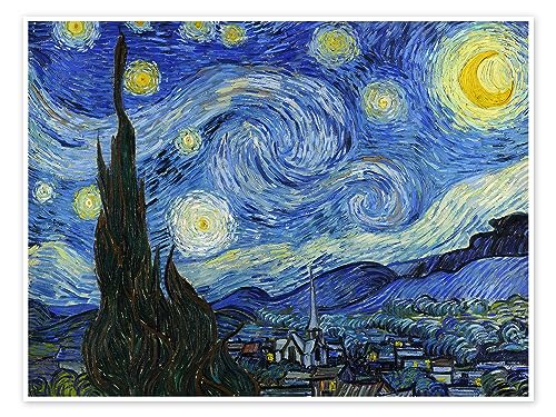 La noche estrellada pósters para la pared de Vincent van Gogh Cuadros decoración para cualquier habitación 40 x 30 cm Azul Impresionismo Láminas decorativas