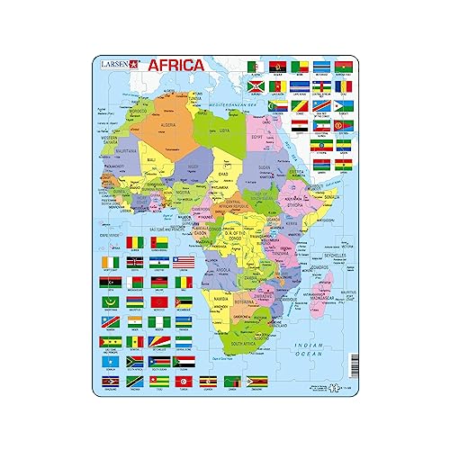 Larsen K13 Mapa político de África, edición en Inglés, Puzzle de Marco con 70 Piezas