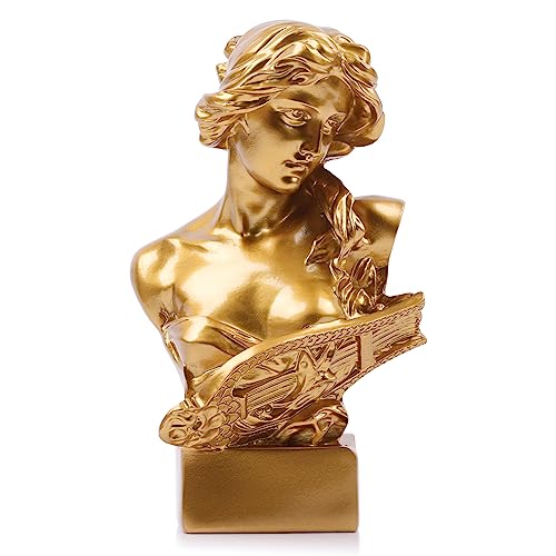 LCCCK Escultura de estatua de afrodita dorada de 6 pulgadas de alto, estatua de busto de mitología griega de resina, para decoración de habitación de coqueta, decoración de habitación de Academia