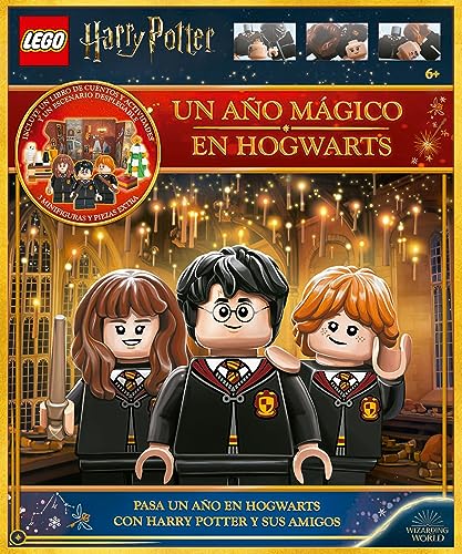 LEGO Harry Potter. Un año mágico en Hogwarts: Incluye un libro, tres minifiguras, piezas LEGO y un escenario desplegable