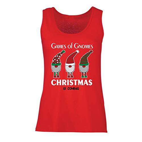 lepni.me Camisetas sin Mangas para Mujer Gioco di Gnomi Natale sta arrivando Carino Nordic GNOME nordico (S Rojo Multicolor)