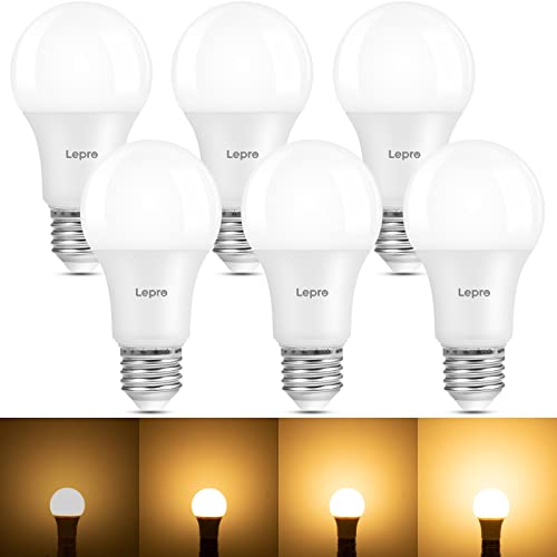 Lepro Bombilla LED E27 Regulable, 8,5 W equivalente a 60 W, Blanco Cálido 2700 K E27 Bombillas LED, 806 lm Edison A60, Bajo Consumo, Ángulo del Haz 150°, Paquete de 6