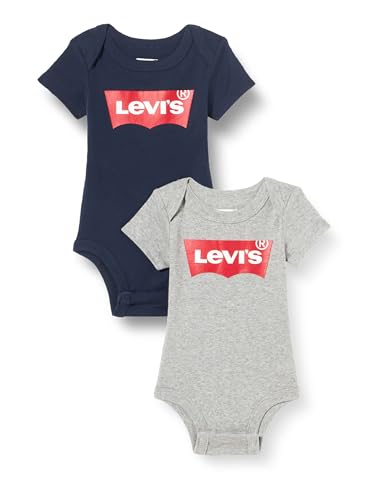 Levi's Batwing 2pk bodysuit Unisex bebé Gris (Grey Heather) 0-6 meses