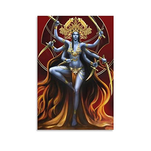 Lienzos Decorativos Póster Diosa hindú Kali Decoracion pictórica de estar Póster Diosa hindú Kali Lienzo Pintura Hogar de estar 30x40cm Sin marco
