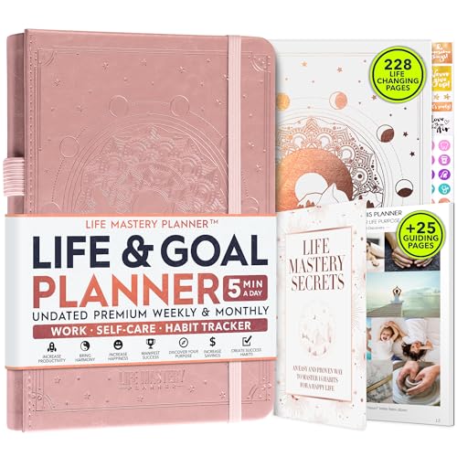 Life Mastery Planner - Un viaje de 12 meses para aplastar tus objetivos, aumentar la productividad, el éxito y la felicidad - Planificador de vida semanal y mensual, hábitos, diario de gratitud
