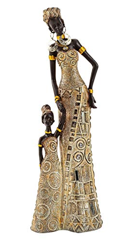 Lifestyle & More Escultura Moderna Figura Deco Mujer Africana Oro/marrón Altura 31 cm
