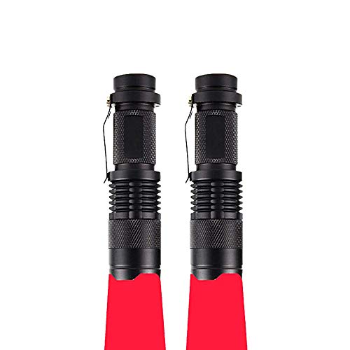 Linterna Roja, WESLITE Linterna con Luz Roja Linternas de Señal Linternas LED Roja con Zoom & Clip 3 Modos para Astronomía, Observación de Estrellas, Visión Nocturna (2 Paquetes)