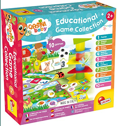 Liscianigiochi Carotina Baby Colección de 10 juegos educativos para niños a partir de 2 años, Colores, números, formas, memoria, Lógica y mucho más