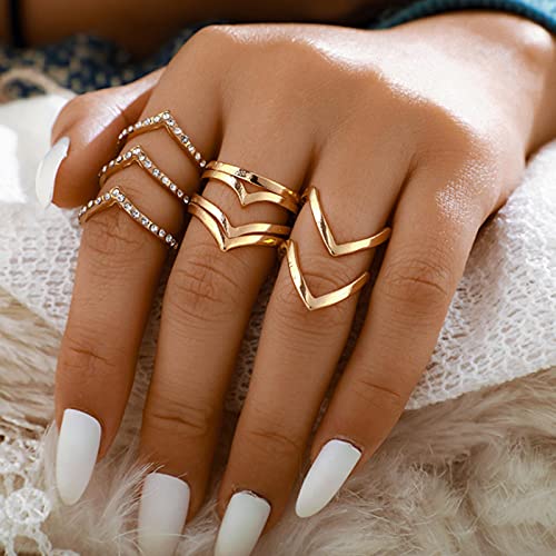 LIUL Edgy Tassel Moon Gold Rings Sets Shiny Crystal Stone Pearl Heart Coin Geometric Open Jewelry para Mujeres y Hombres