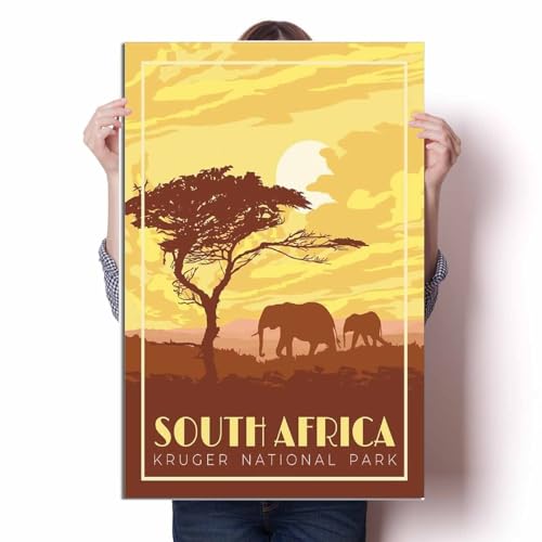 LIULAG Cuadro sobre Lienzo 50x70cm Sin Marco Sudáfrica Parque Nacional Kruger Vintage Travel Poster Canvas Prints Home Decor House Office Vintage Bar